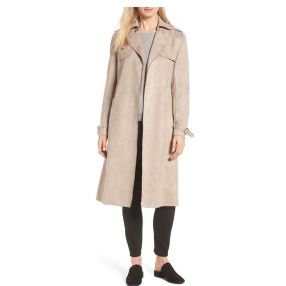 T Tahari Mel Faux Suede Trench Coat - Picture 3 of 13